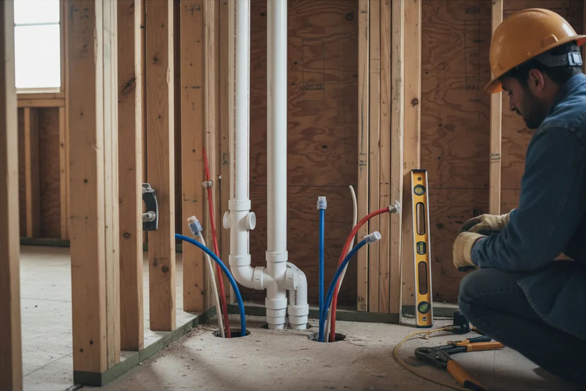 Drain and supply rough-in during Toilet Repair and Installation in Pendleton